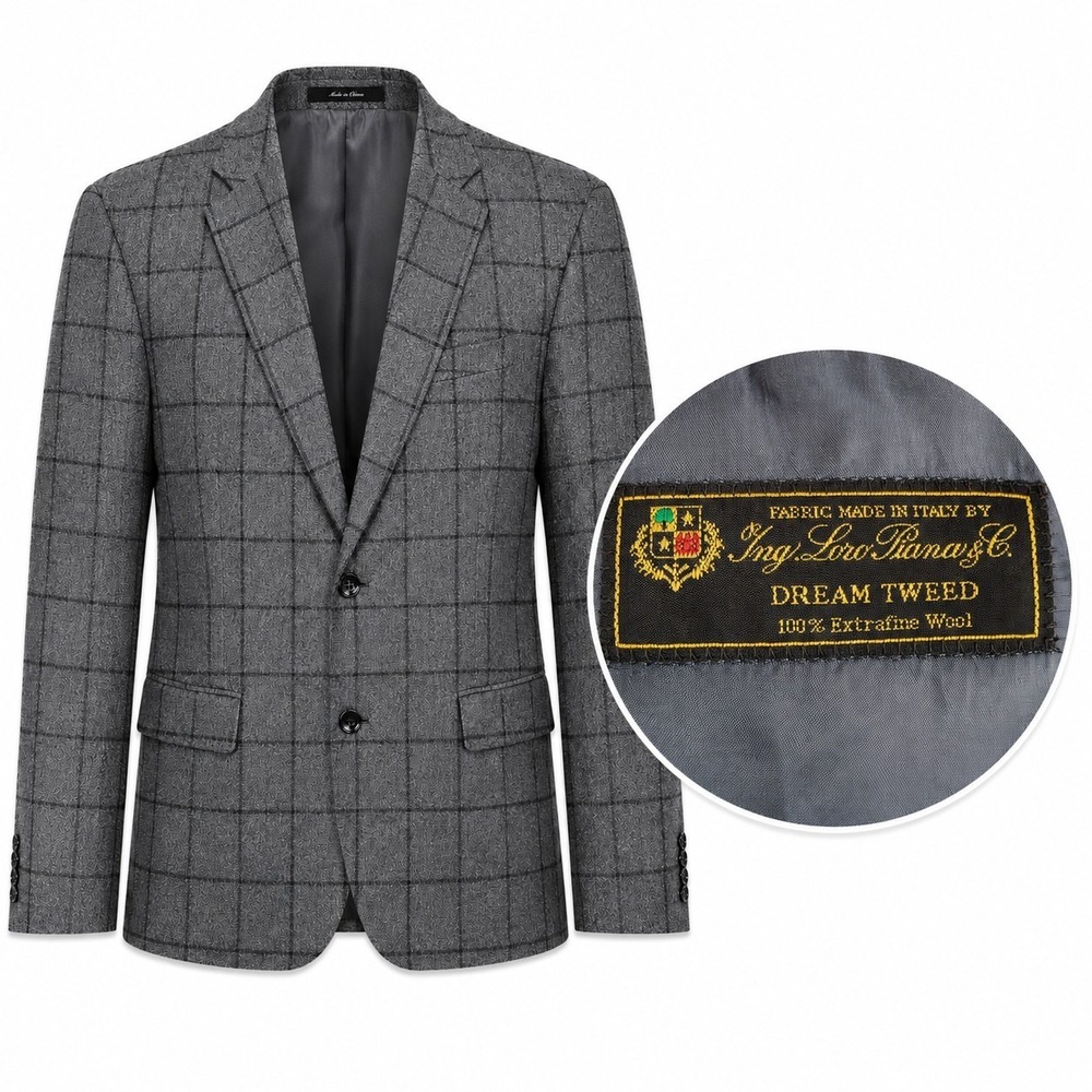 Patrick James 40R Loro Piana Dream Tweed Wool Blazer Gray Windowpane Sport Coat